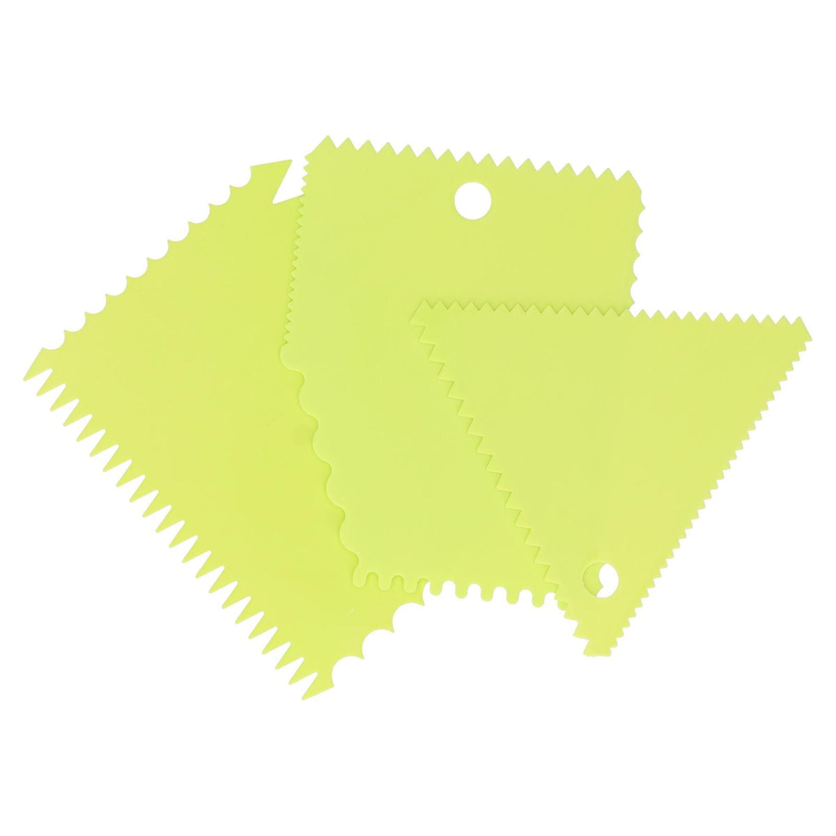 3PCS/Set Cake Cream Scraper Pasty Cutters Scraper Irregular Teeth Edge DIY SmootherGreen