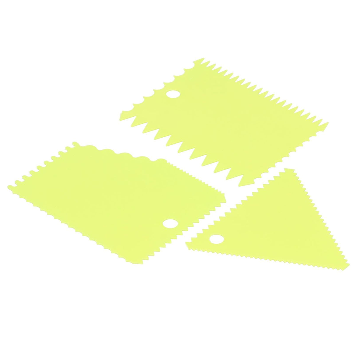 3PCS/Set Cake Cream Scraper Pasty Cutters Scraper Irregular Teeth Edge DIY SmootherGreen