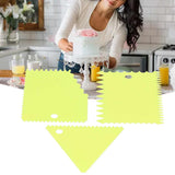 3PCS/Set Cake Cream Scraper Pasty Cutters Scraper Irregular Teeth Edge DIY SmootherGreen - Extra Image