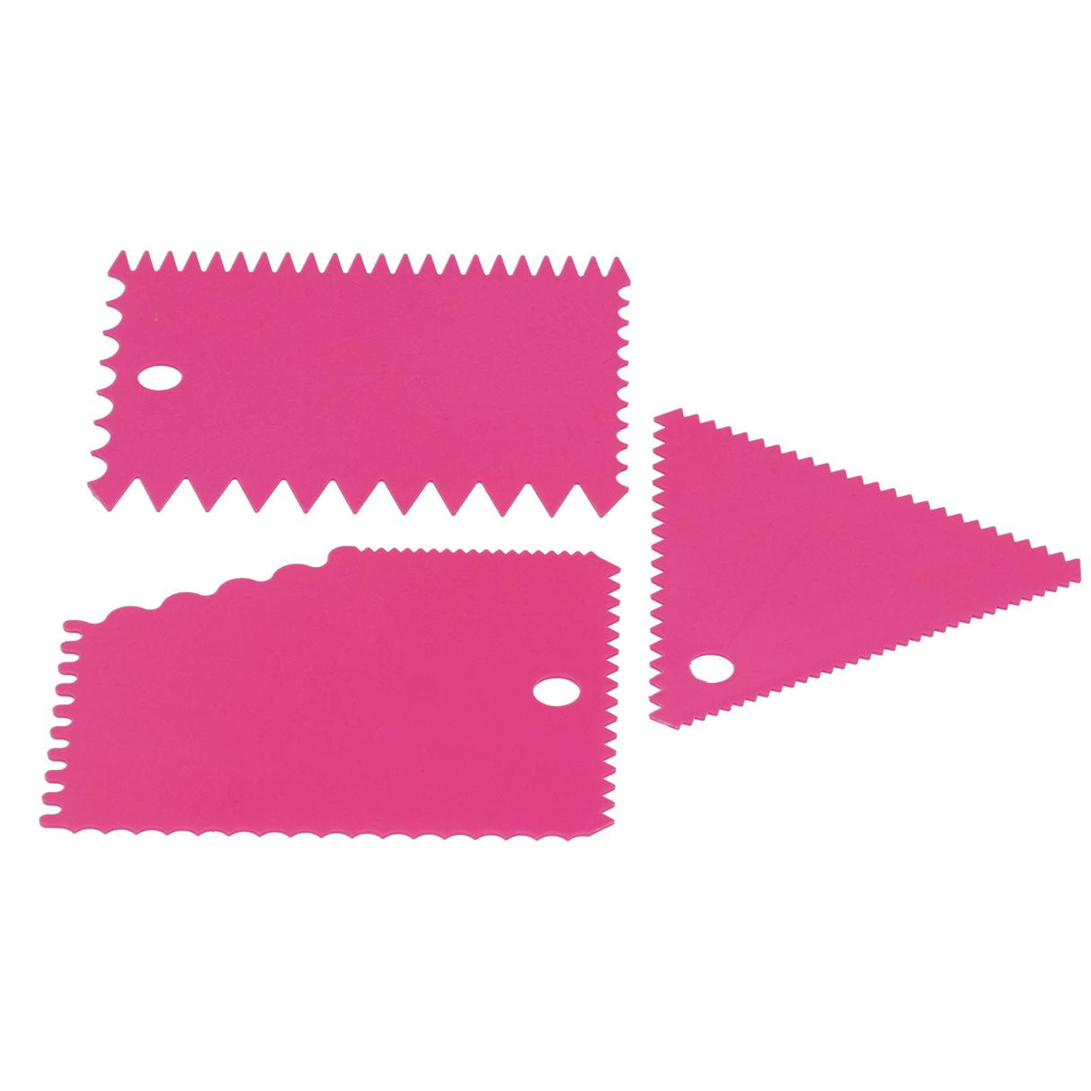 3PCS/Set Cake Cream Scraper Pasty Cutters Scraper Irregular Teeth Edge DIY SmootherRose Red