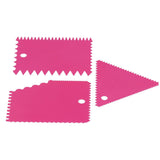 3PCS/Set Cake Cream Scraper Pasty Cutters Scraper Irregular Teeth Edge DIY SmootherRose Red