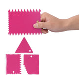 3PCS/Set Cake Cream Scraper Pasty Cutters Scraper Irregular Teeth Edge DIY SmootherRose Red - Low Angle