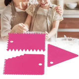 3PCS/Set Cake Cream Scraper Pasty Cutters Scraper Irregular Teeth Edge DIY SmootherRose Red - Extra Image