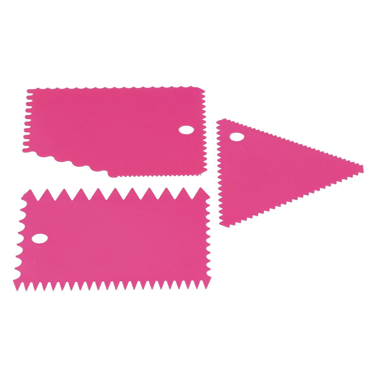 3PCS/Set Cake Cream Scraper Pasty Cutters Scraper Irregular Teeth Edge DIY SmootherRose Red