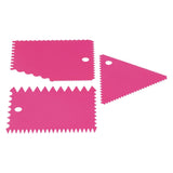 3PCS/Set Cake Cream Scraper Pasty Cutters Scraper Irregular Teeth Edge DIY SmootherRose Red - Extra Image