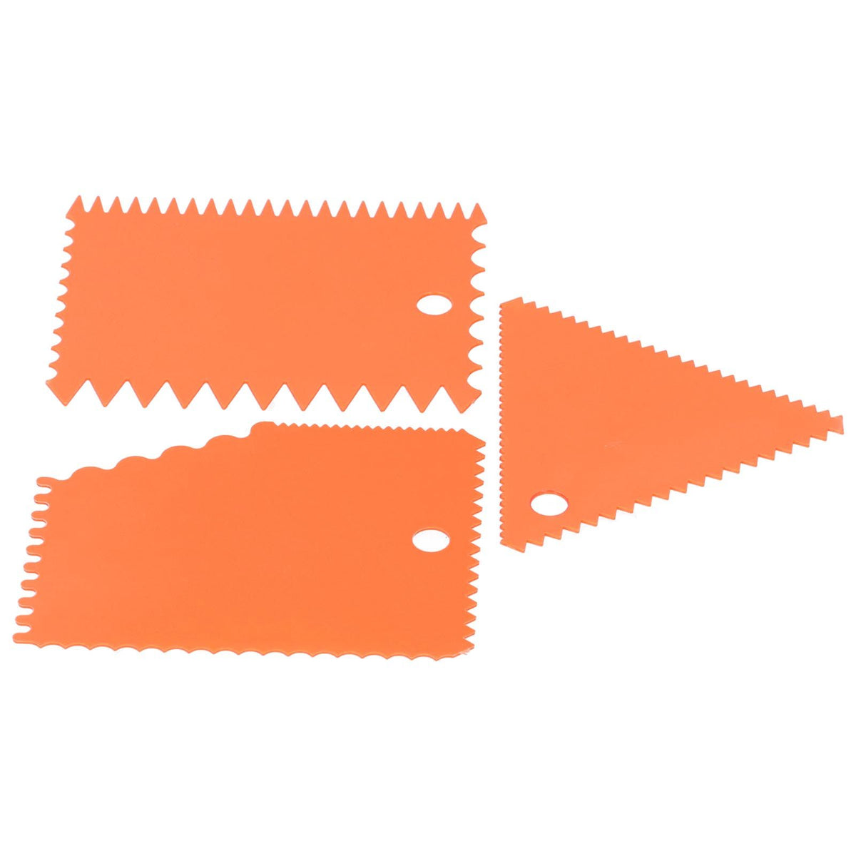 3PCS/Set Cake Cream Scraper Pasty Cutters Scraper Irregular Teeth Edge DIY SmootherOrange