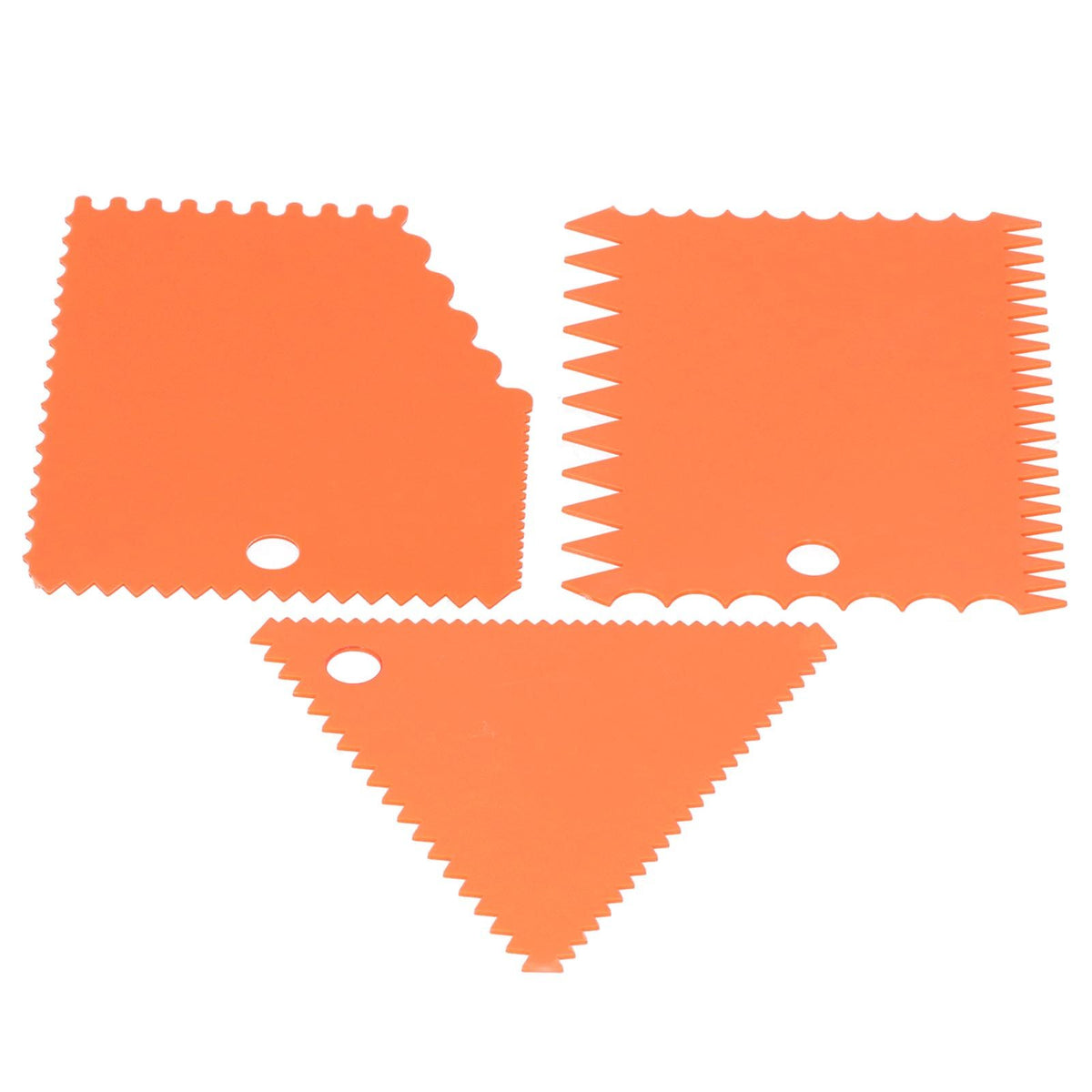 3PCS/Set Cake Cream Scraper Pasty Cutters Scraper Irregular Teeth Edge DIY SmootherOrange