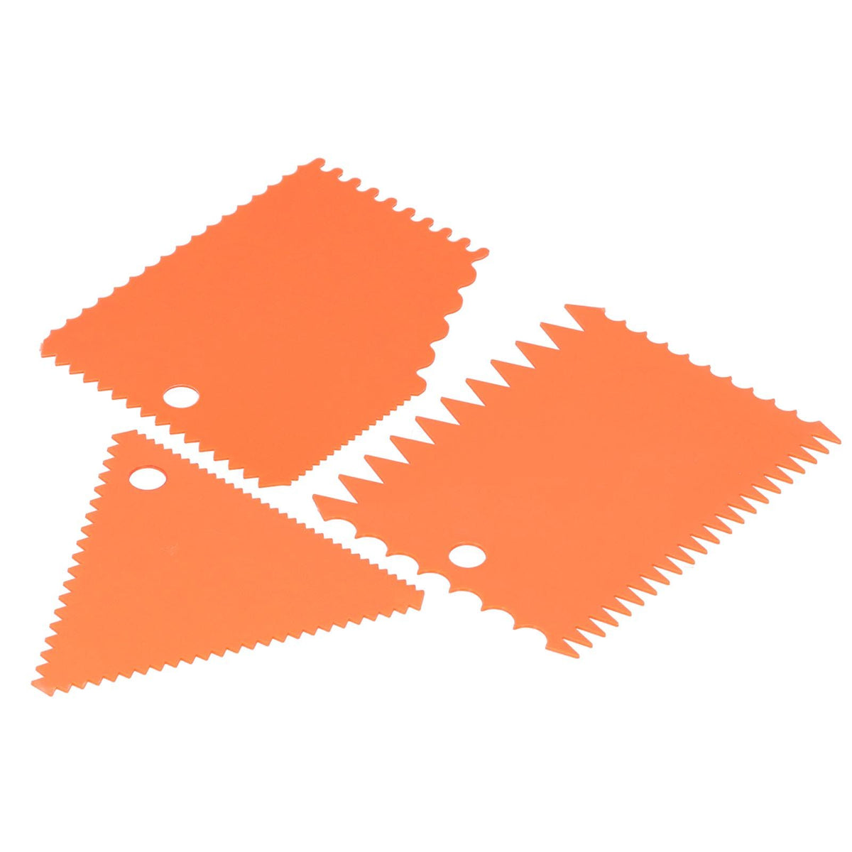 3PCS/Set Cake Cream Scraper Pasty Cutters Scraper Irregular Teeth Edge DIY SmootherOrange