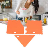 3PCS/Set Cake Cream Scraper Pasty Cutters Scraper Irregular Teeth Edge DIY SmootherOrange - Extra Image
