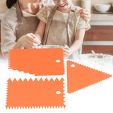 3PCS/Set Cake Cream Scraper Pasty Cutters Scraper Irregular Teeth Edge DIY SmootherOrange - Extra Image