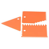 3PCS/Set Cake Cream Scraper Pasty Cutters Scraper Irregular Teeth Edge DIY SmootherOrange