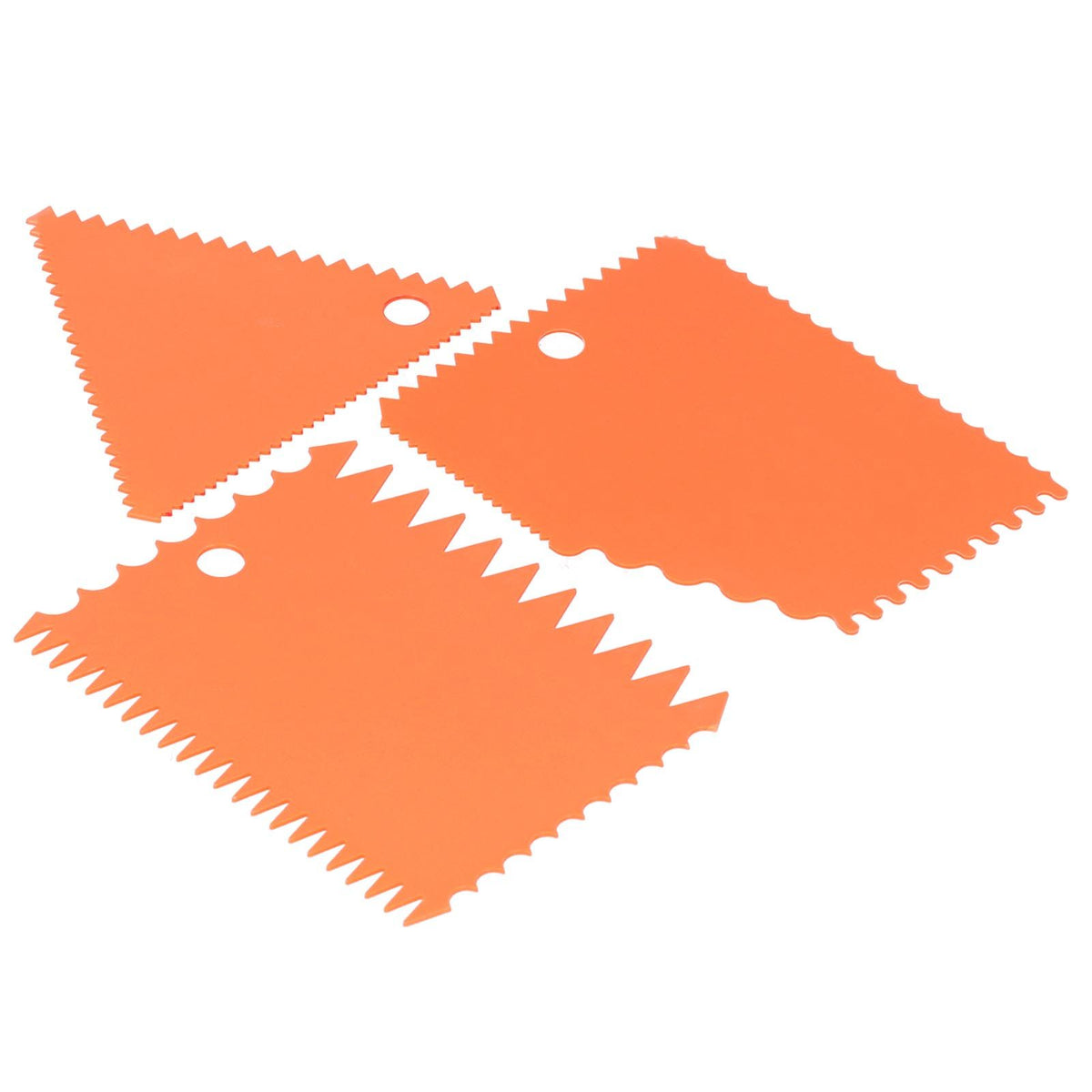 3PCS/Set Cake Cream Scraper Pasty Cutters Scraper Irregular Teeth Edge DIY SmootherOrange