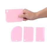 3PCS/Set Cake Cream Scraper Dough Pasty Cutters Scraper Kitchen Tool DIY Baking ToolPink - Low Angle