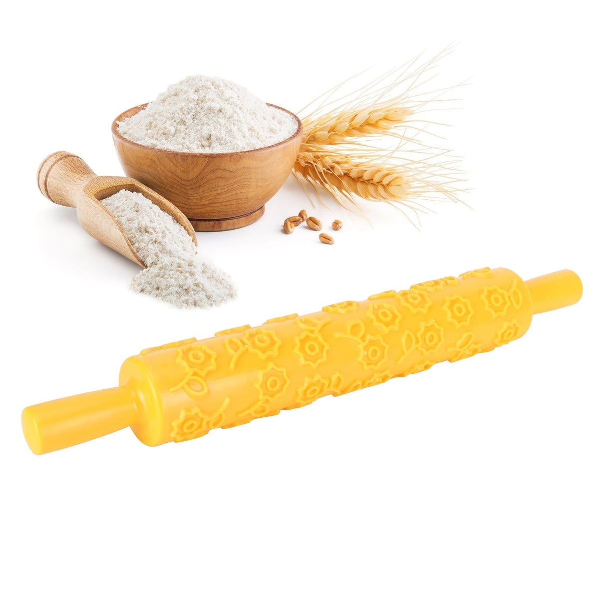 Fondant Cake Embossing Rolling Pin Baking Dough Roller Cookies Biscuits Decorating ToolFlower Pattern