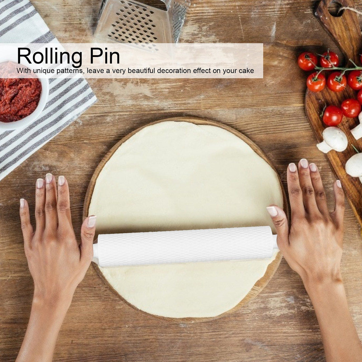 Fondant Cake Embossing Rolling Pin Baking Dough Roller Cookies Biscuits Decorating ToolDiamond Grid