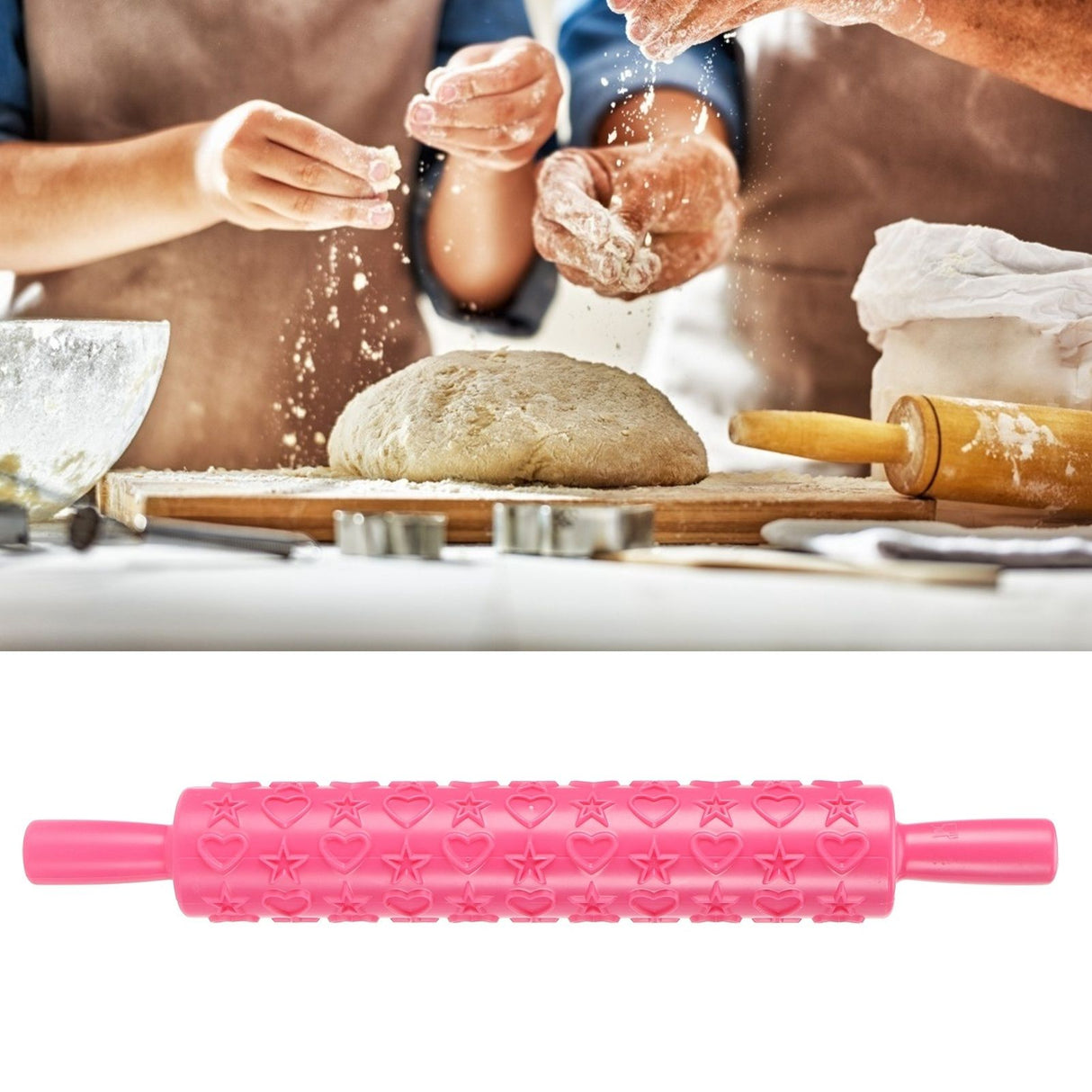 Fondant Cake Embossing Rolling Pin Baking Dough Roller Cookies Biscuits Decorating Tool(FivePointed Star )