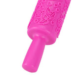 Fondant Rolling Pin Plastic Embossed Roller for Cookies Biscuits Pastry Cake DecorationRose - Extra Image