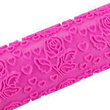 Fondant Rolling Pin Plastic Embossed Roller for Cookies Biscuits Pastry Cake DecorationRose - Extra Image
