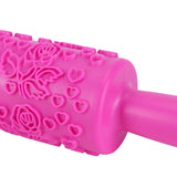 Fondant Rolling Pin Plastic Embossed Roller for Cookies Biscuits Pastry Cake DecorationRose - Extra Image