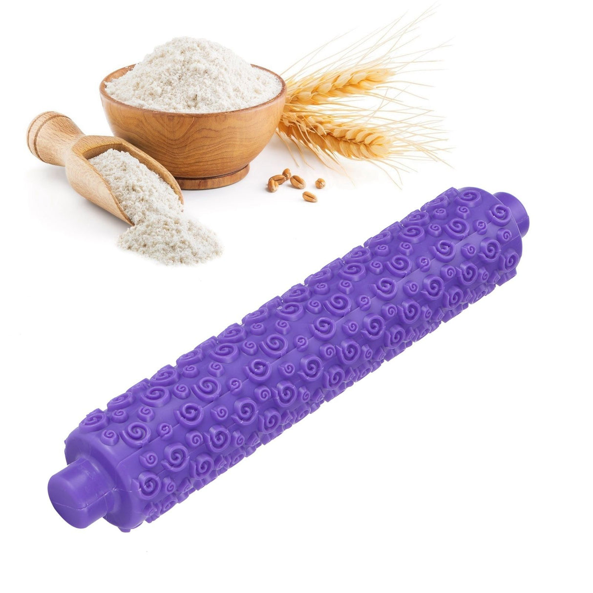 Fondant Rolling Pin Tool Plastic Embossing Roller Baking Pastry Cake Decorating SuppliesPurple Short Handle