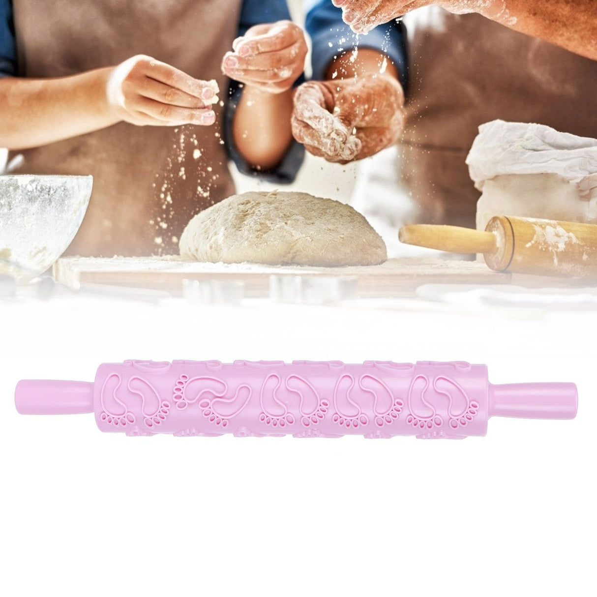 Fondant Rolling Pin Tool Plastic Embossing Roller Baking Pastry Cake Decorating Supplies(Modèle de pieds )
