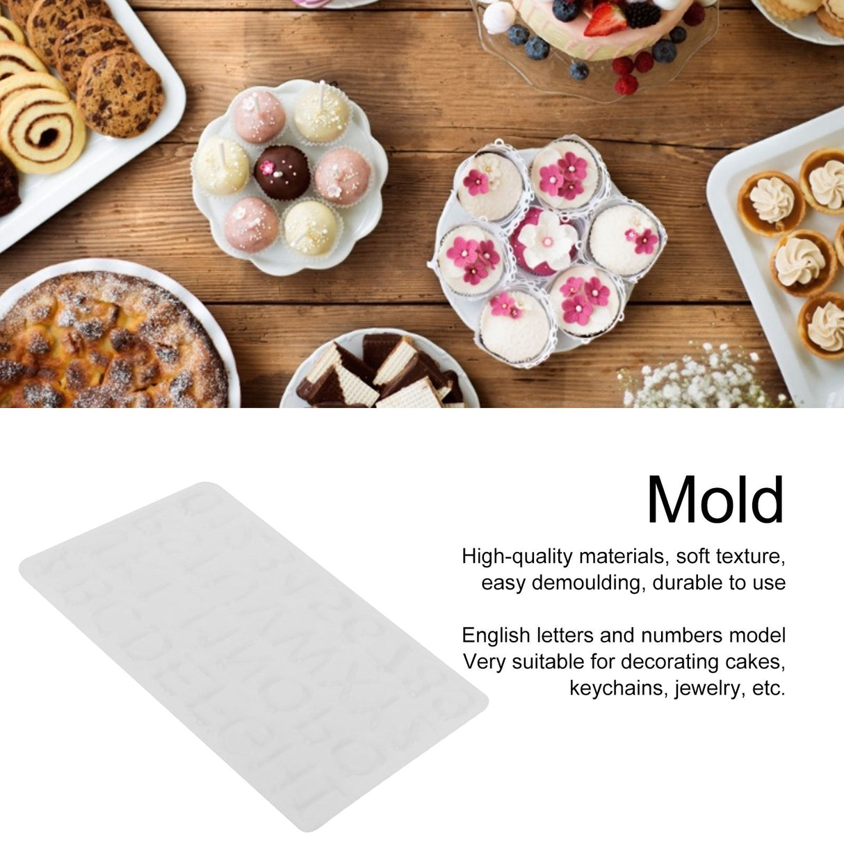 DIY Casting Mold English Alphabet Number Cookies Molds Cake Jewelry Keychain Decoration