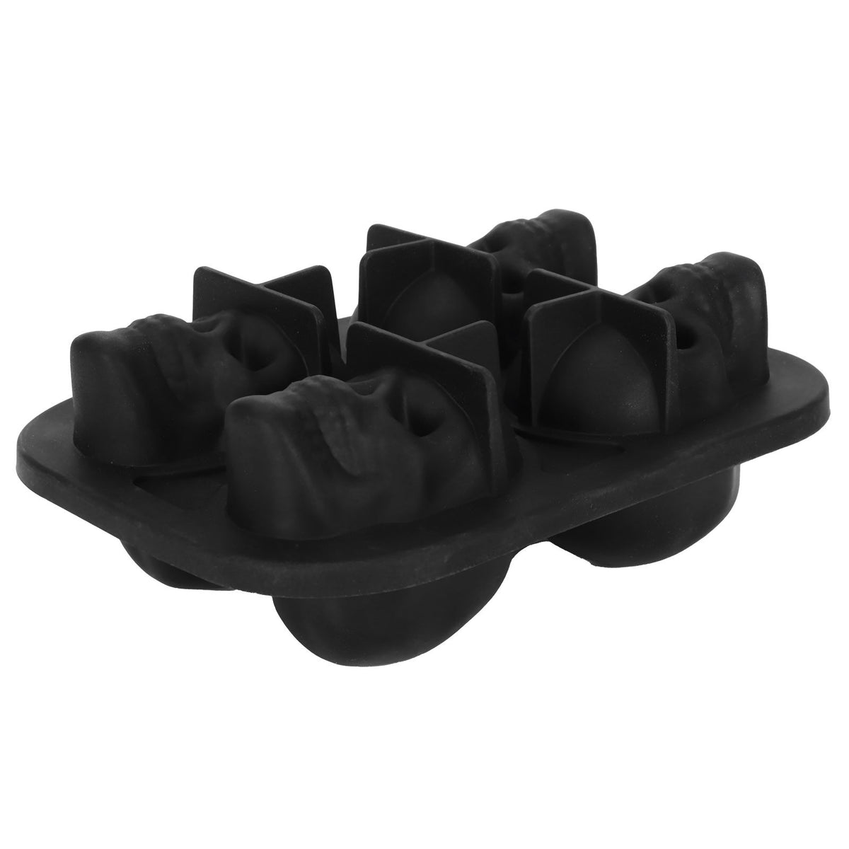 4‑Gird Skull Shape Ice Tray Halloween Ice Cream Silicone Mold with 2 Funnels for Kitchen