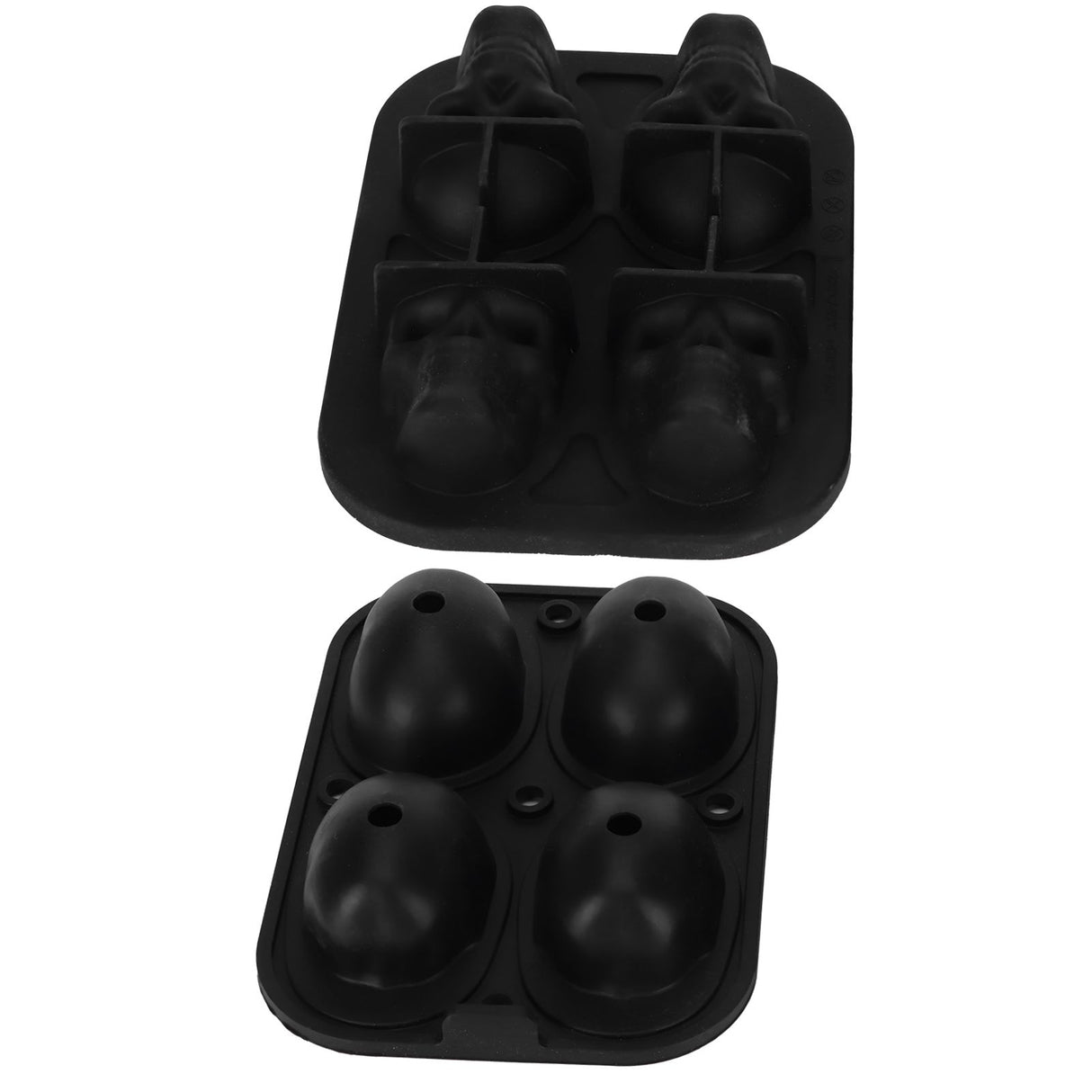 4‑Gird Skull Shape Ice Tray Halloween Ice Cream Silicone Mold with 2 Funnels for Kitchen