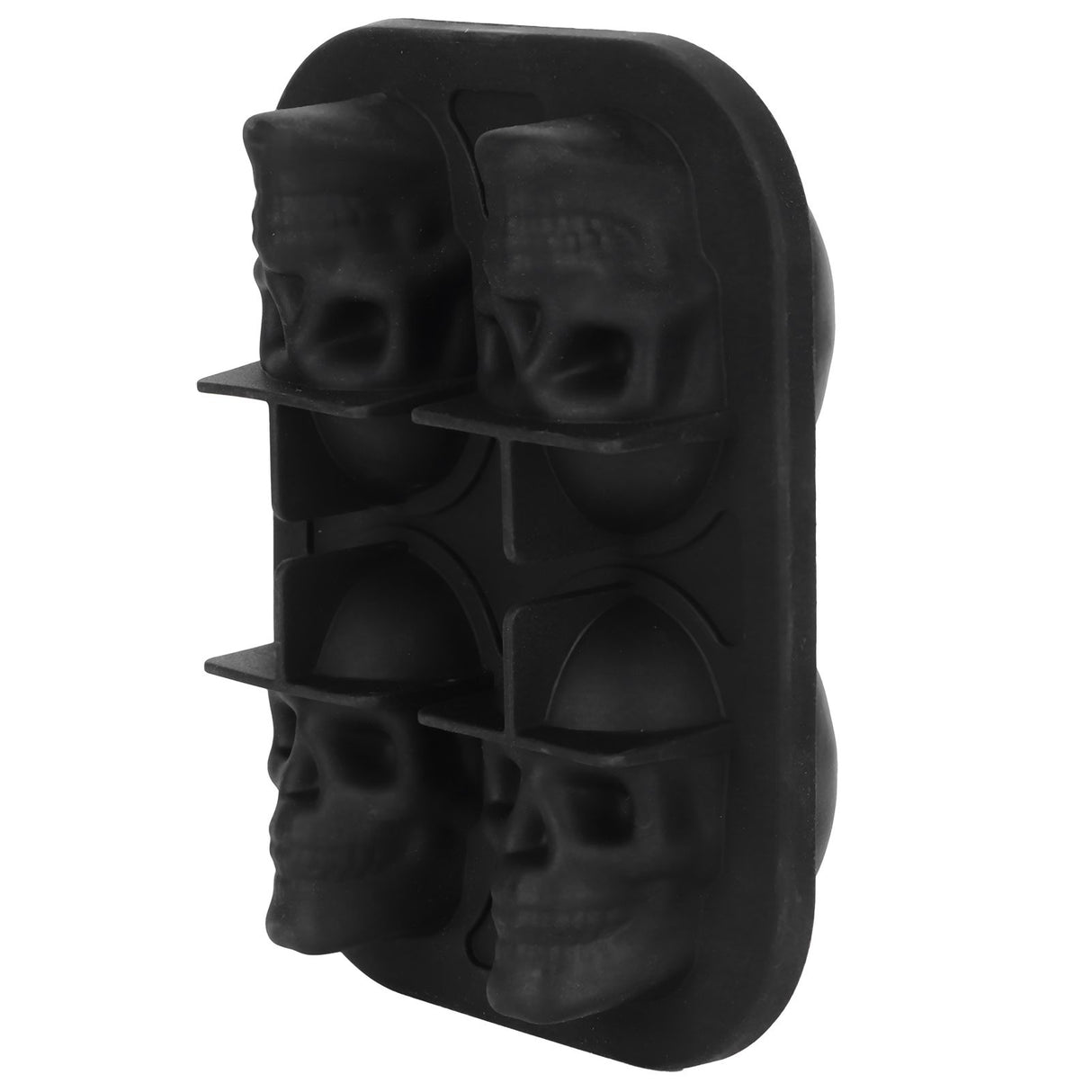 4‑Gird Skull Shape Ice Tray Halloween Ice Cream Silicone Mold with 2 Funnels for Kitchen