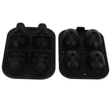 4‑Gird Skull Shape Ice Tray Halloween Ice Cream Silicone Mold with 2 Funnels for Kitchen