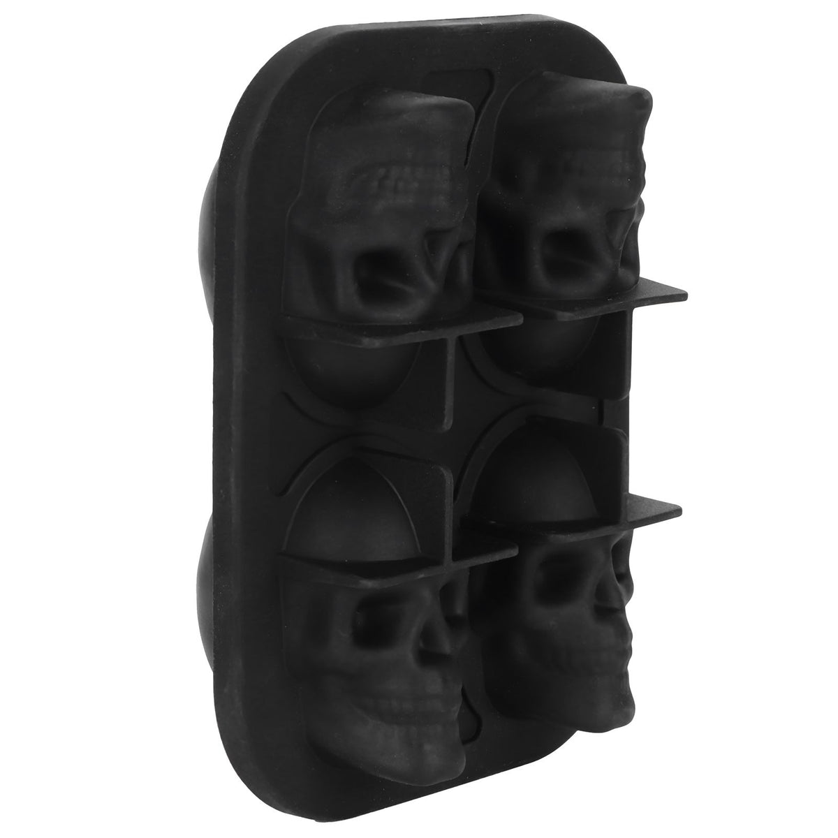 4‑Gird Skull Shape Ice Tray Halloween Ice Cream Silicone Mold with 2 Funnels for Kitchen