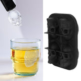 4‑Gird Skull Shape Ice Tray Halloween Ice Cream Silicone Mold with 2 Funnels for Kitchen