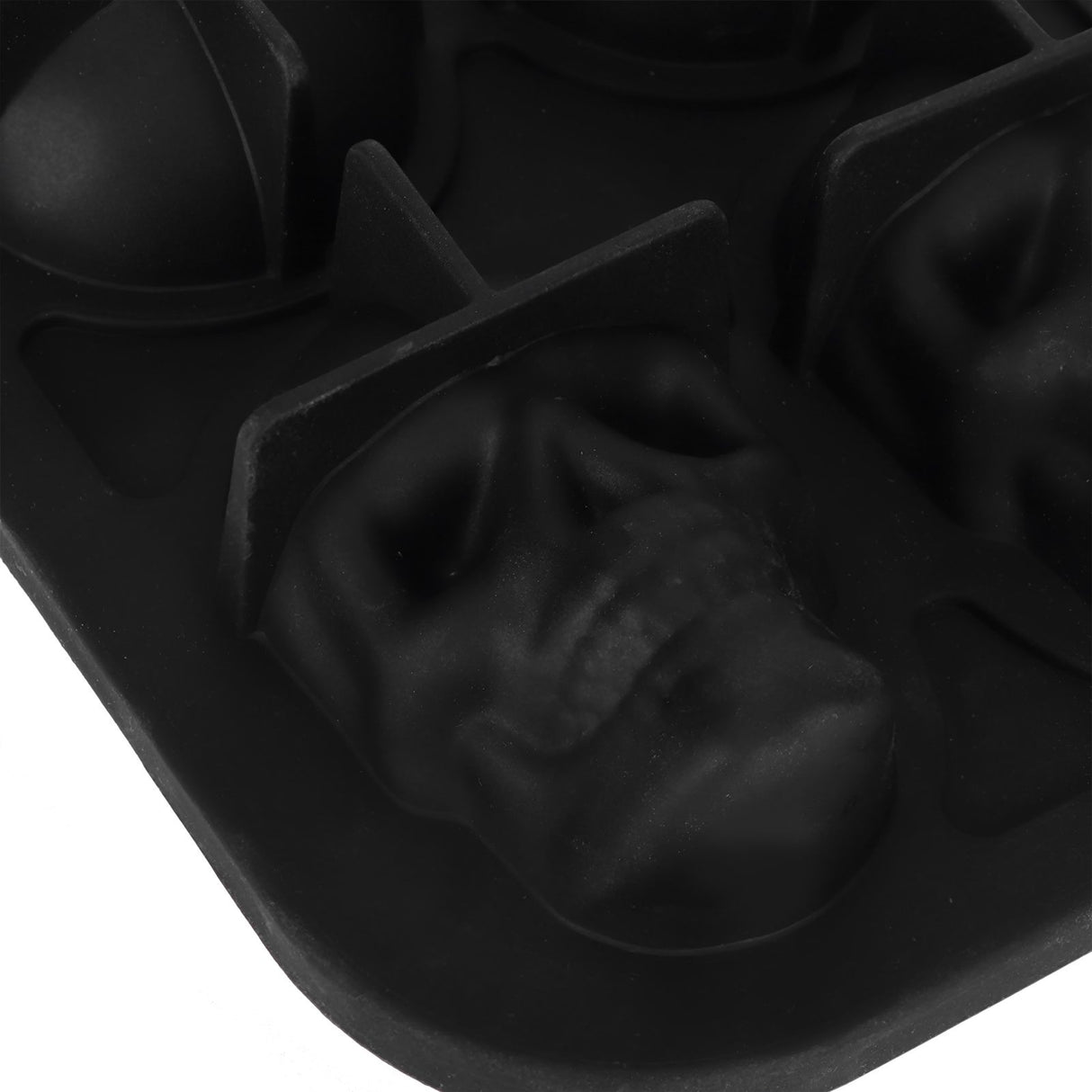 4‑Gird Skull Shape Ice Tray Halloween Ice Cream Silicone Mold with 2 Funnels for Kitchen