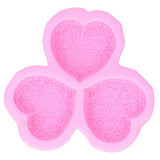 3 Cavity HeartShaped Rose Soap Mold Silicone Cake Fondant Decoration Utensils(Pink )