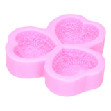 3 Cavity HeartShaped Rose Soap Mold Silicone Cake Fondant Decoration Utensils(Pink ) - Side View