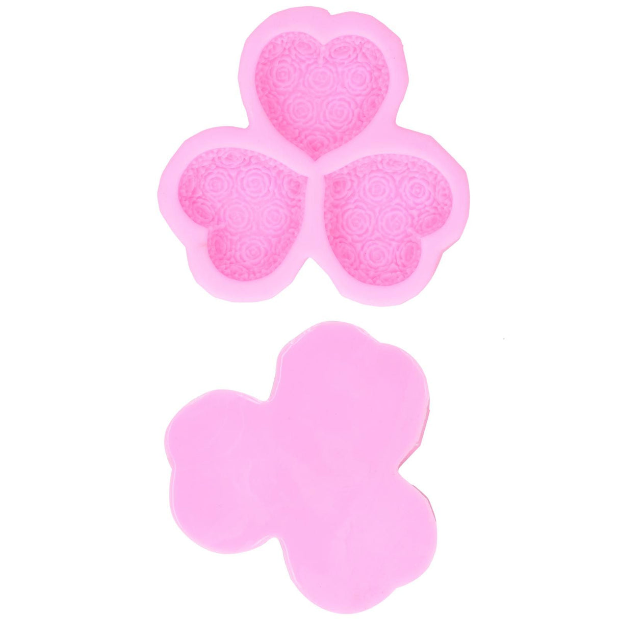 3 Cavity HeartShaped Rose Soap Mold Silicone Cake Fondant Decoration Utensils(Pink )