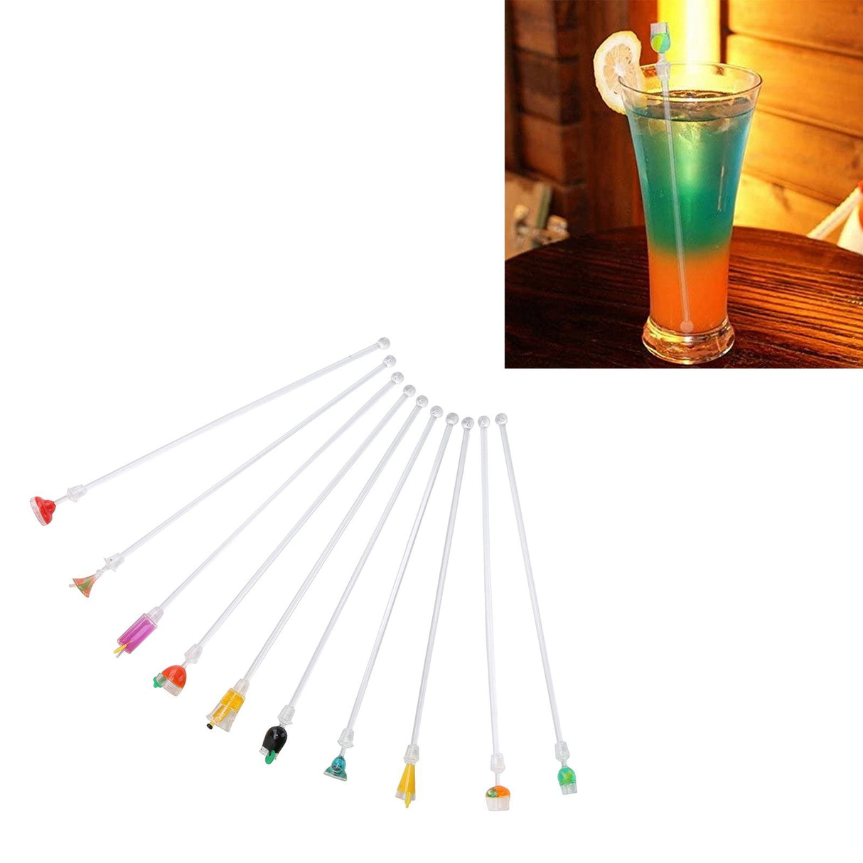 10PCS Cute Acrylic Cocktail Stirrer Stirring Mixing Sticks Cocktail Drink Mixer Bar SuppliesS