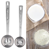 2Pcs 304 Stainless Steel Measuring Spoon with Long Handle Measuring Scoop for Milk Powder Tools