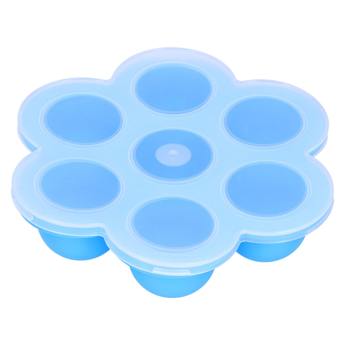 7‑Grid Sky Blue Baby Food Supplement Box Silicone Food Storage Container with Lid for Baby