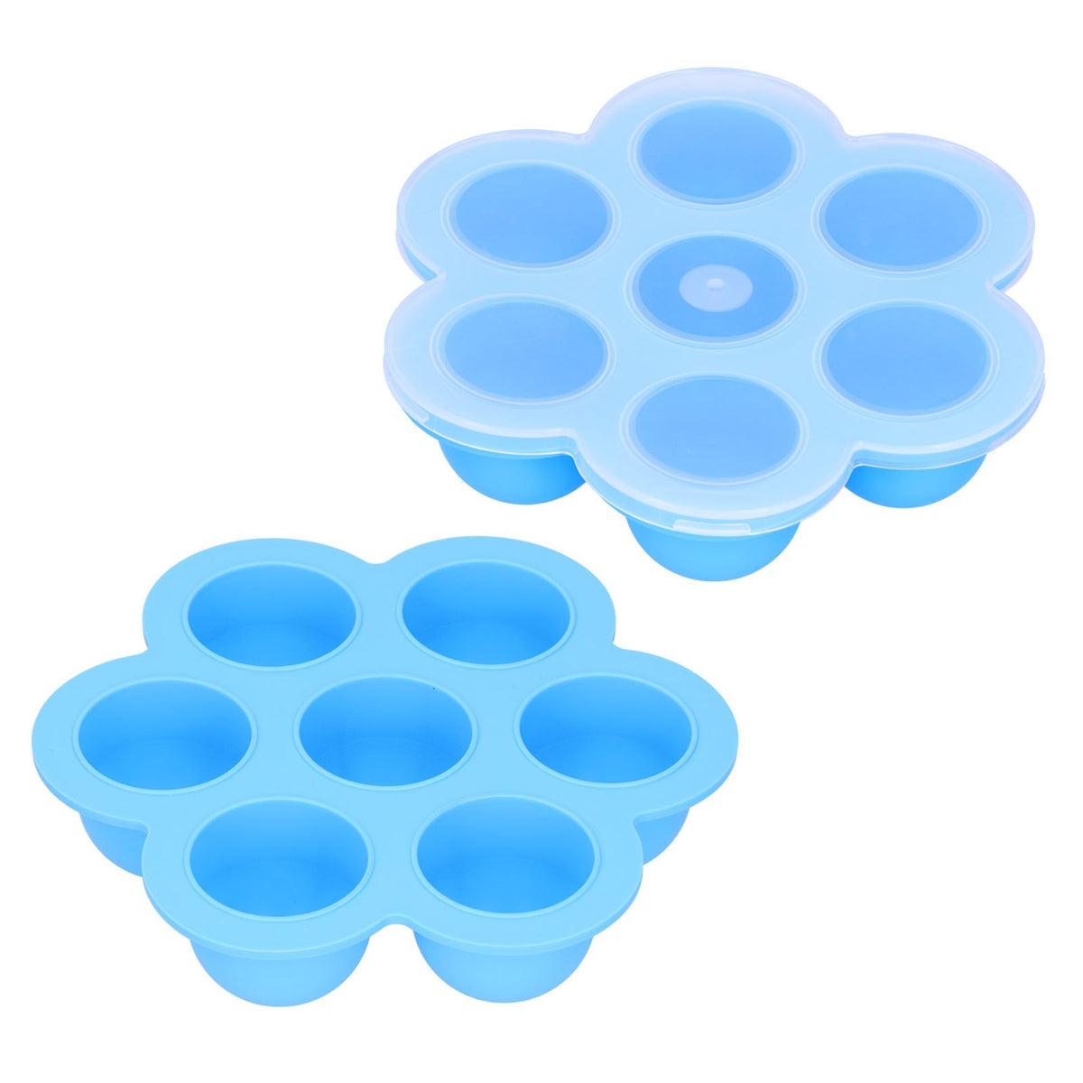 7‑Grid Sky Blue Baby Food Supplement Box Silicone Food Storage Container with Lid for Baby