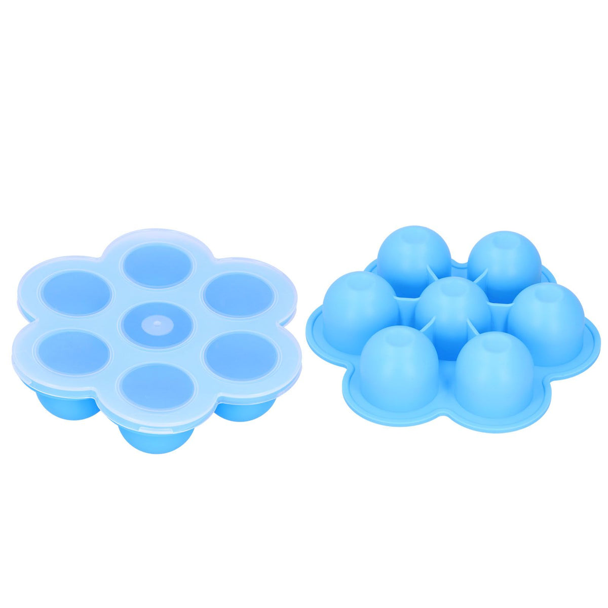 7‑Grid Sky Blue Baby Food Supplement Box Silicone Food Storage Container with Lid for Baby