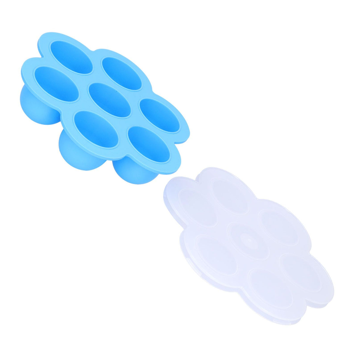 7‑Grid Sky Blue Baby Food Supplement Box Silicone Food Storage Container with Lid for Baby