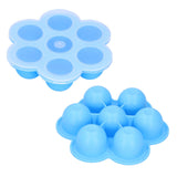 7‑Grid Sky Blue Baby Food Supplement Box Silicone Food Storage Container with Lid for Baby