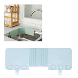 Foldable Sink Splashing Guard with Suction Cups Water Baffle Board Kitchen AccessoryLight Blue