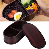 Portable Lunch Box Set Japanese Wooden Food Storage Container for Home Picnic 17x9cmPainted