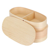 Lunch Box Set Japanese Style Wooden Food Storage Container for Students Workers 19x10x9.5cmWood Color - Side View