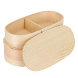 Lunch Box Set Japanese Style Wooden Food Storage Container for Students Workers 19x10x9.5cmWood Color - Top-Down View