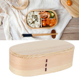 Lunch Box Set Japanese Style Wooden Food Storage Container for Students Workers 19x10x9.5cmWood Color