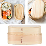 Lunch Box Set Japanese Style Wooden Food Storage Container for Students Workers 19x10x9.5cmWood Color - Extra Image