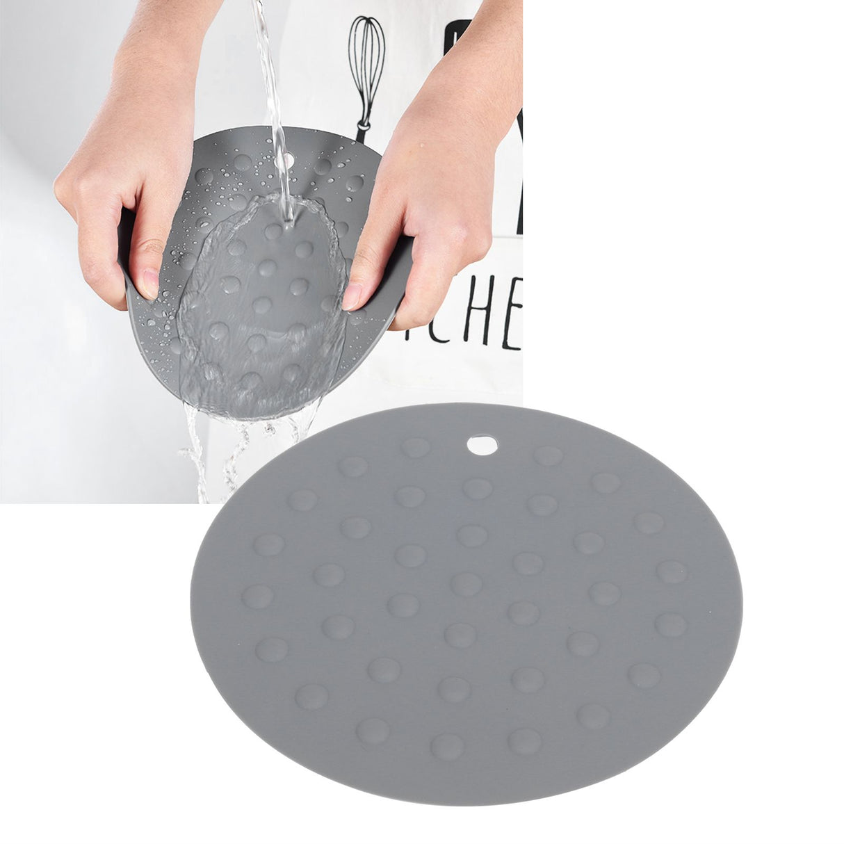 Round Shape Silicone Pad Kitchen AntiScald Insulation Dish Placemat for Kitchen Home(Dark Gray )